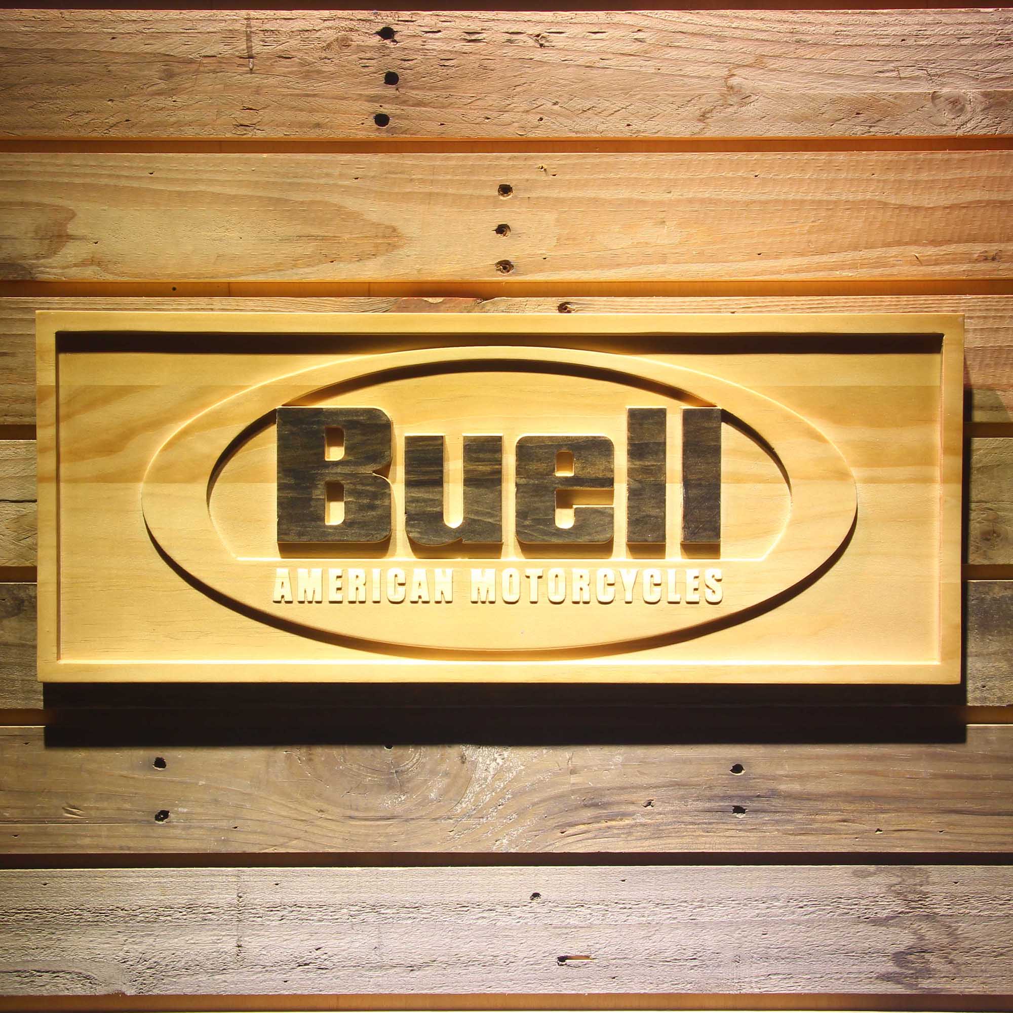 Buell Motorcycles 3D Wooden Engrave Sign