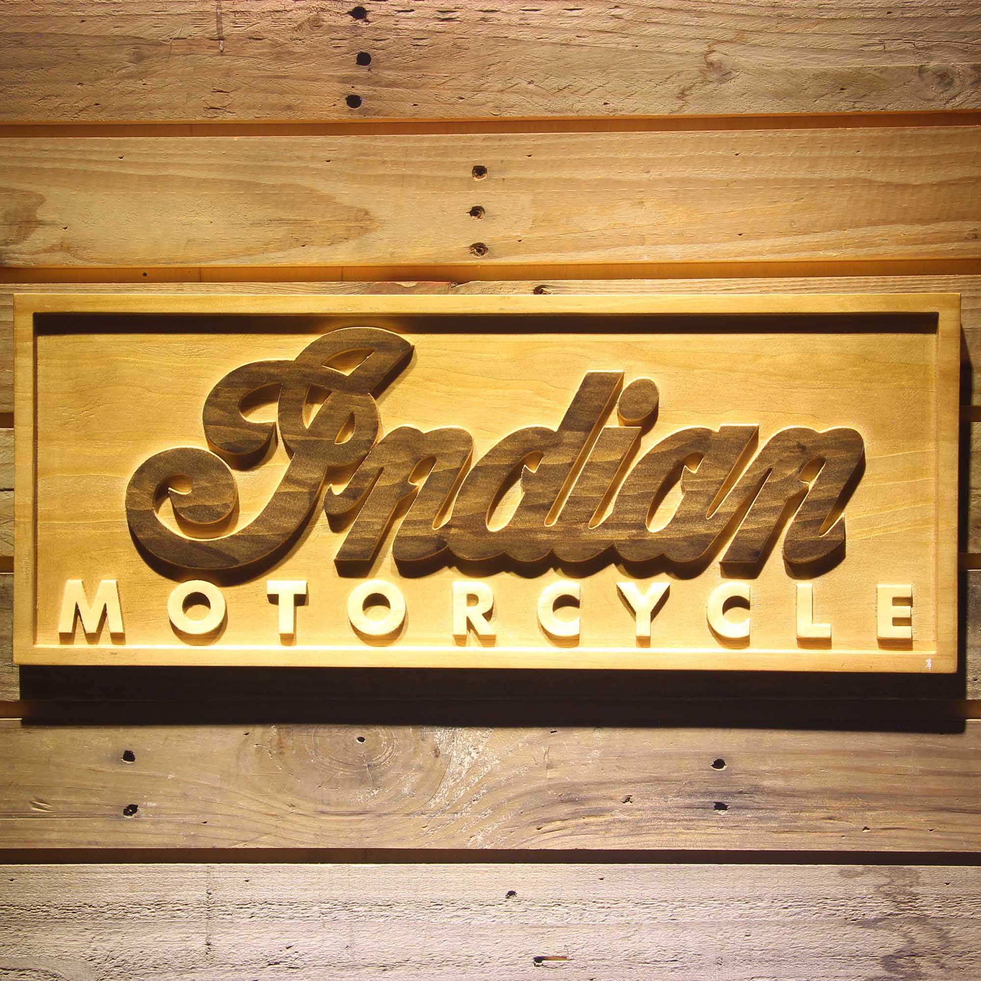 Indian Motorcycles Sport 3D Wooden Engrave Sign