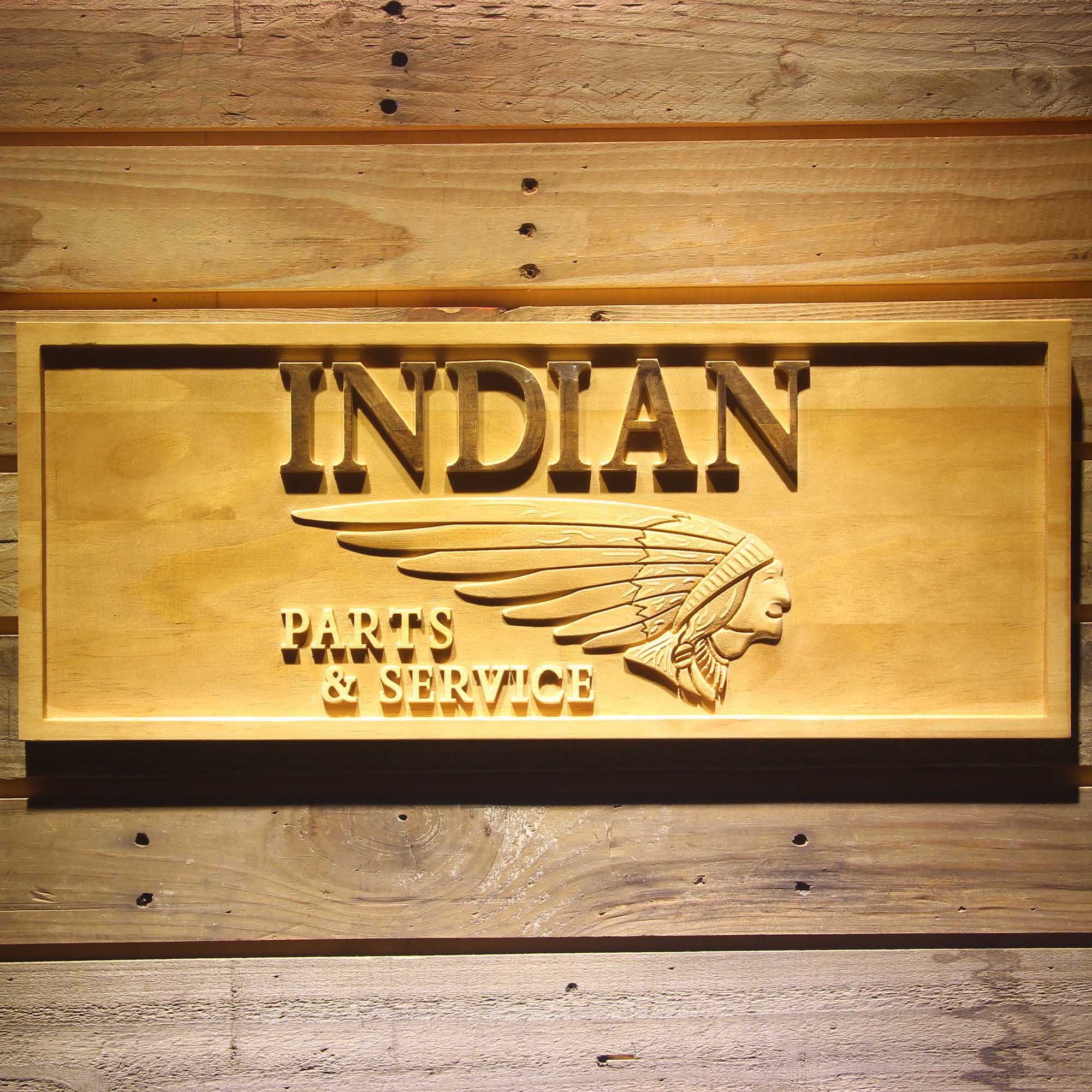 Indian Motorcycles Parts 3D Wooden Engrave Sign
