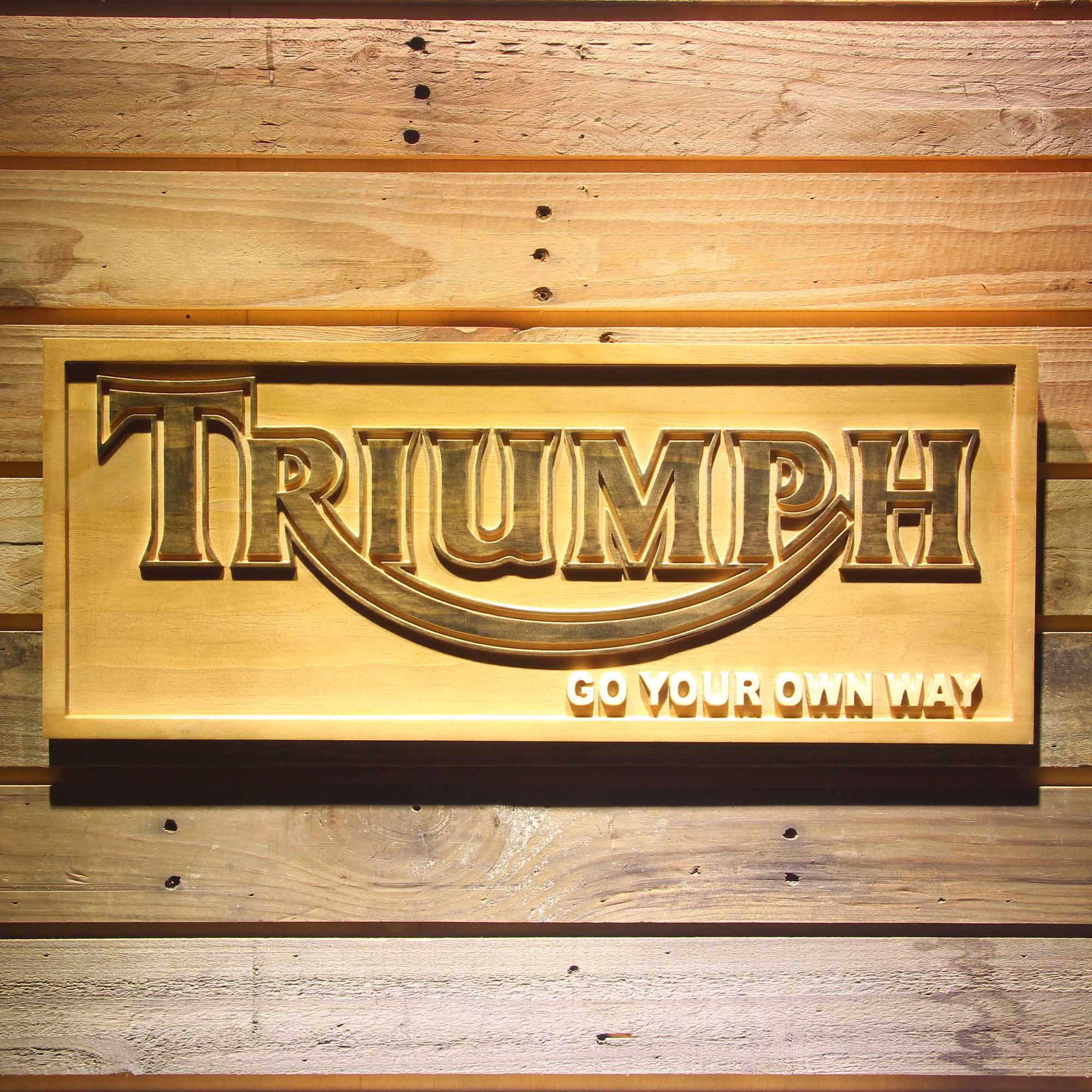 Triumph Go Your Own Way 3D Wooden Engrave Sign