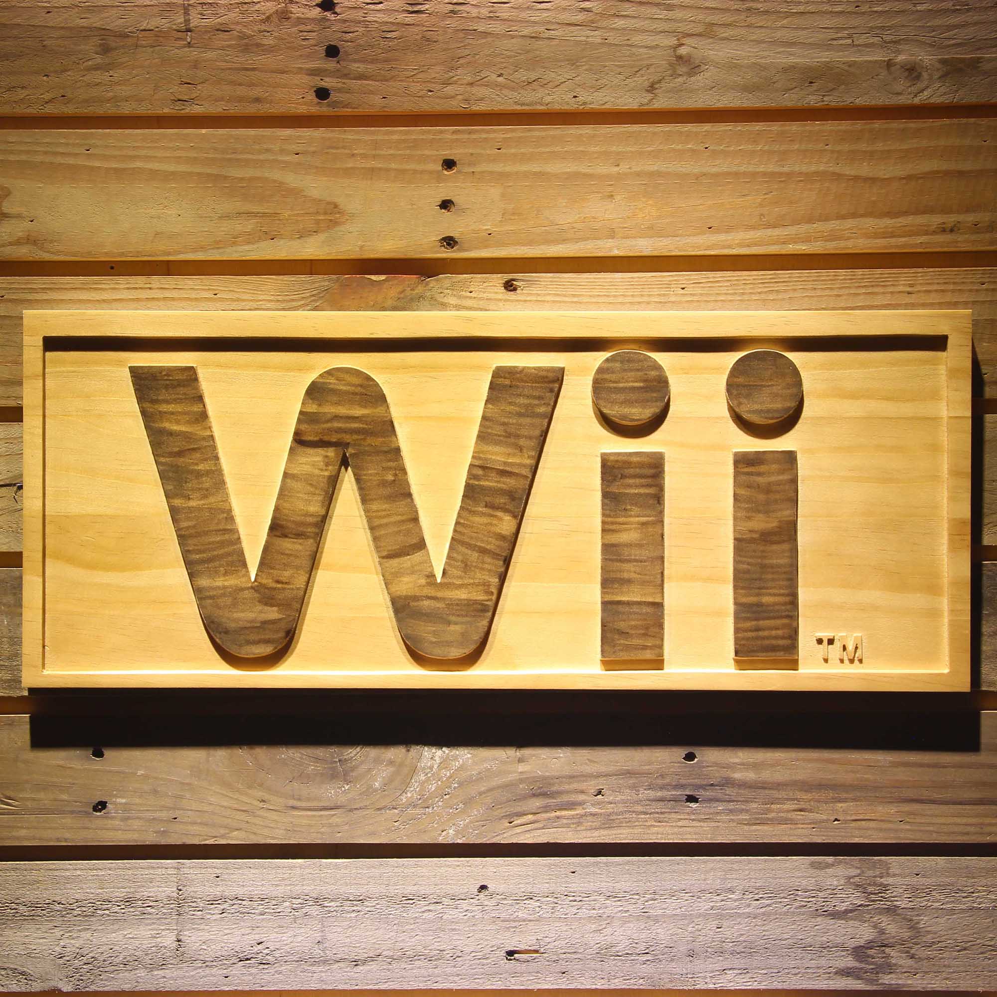 Wii Game Room 3D Wooden Engrave Sign