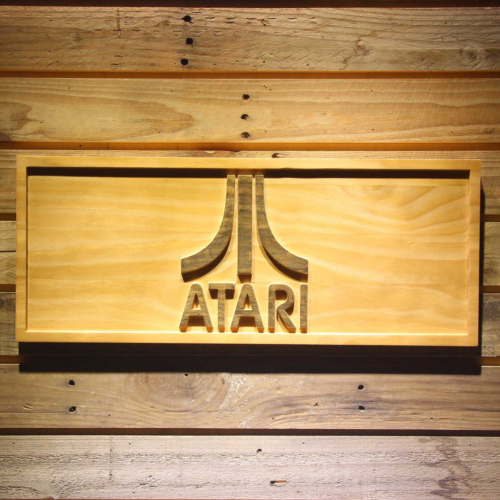 Atari PC Game 3D Wooden Engrave Sign