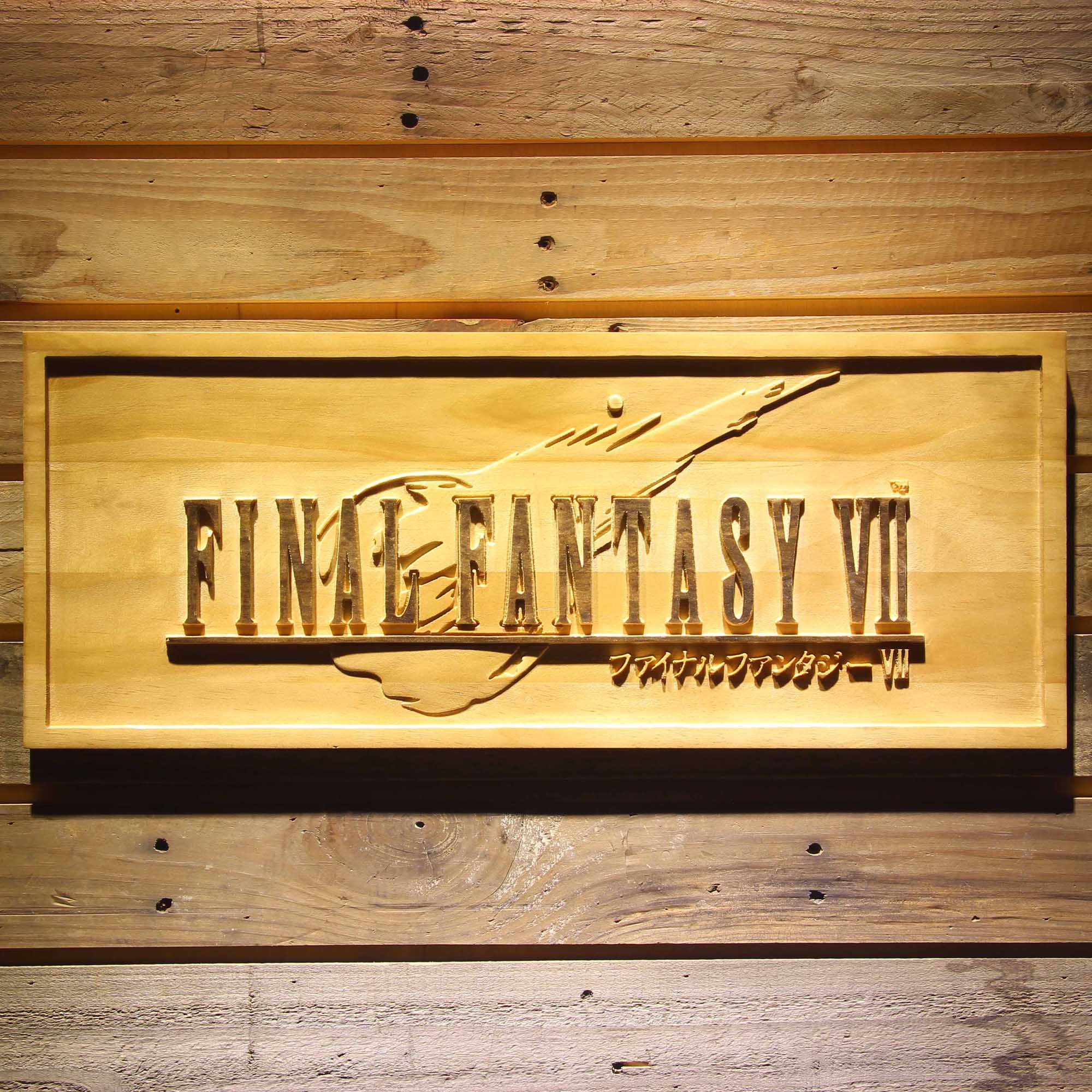 Final Fantasy VII 3D Wooden Engrave Sign