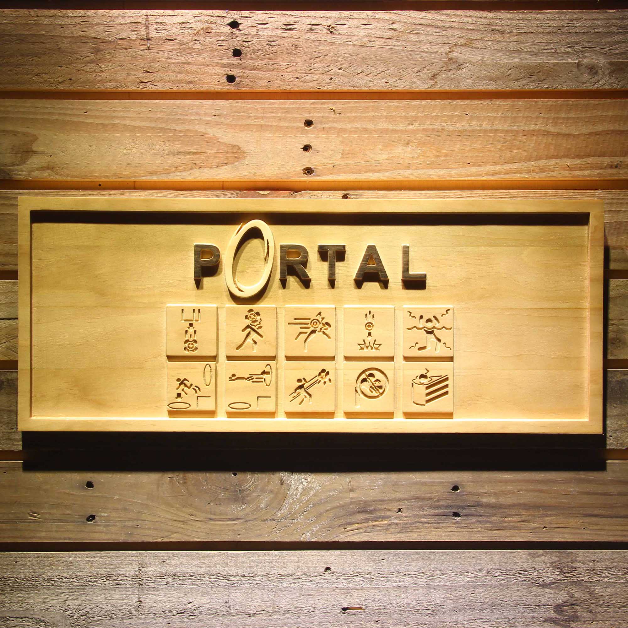 Portal Game Room 3D Wooden Engrave Sign