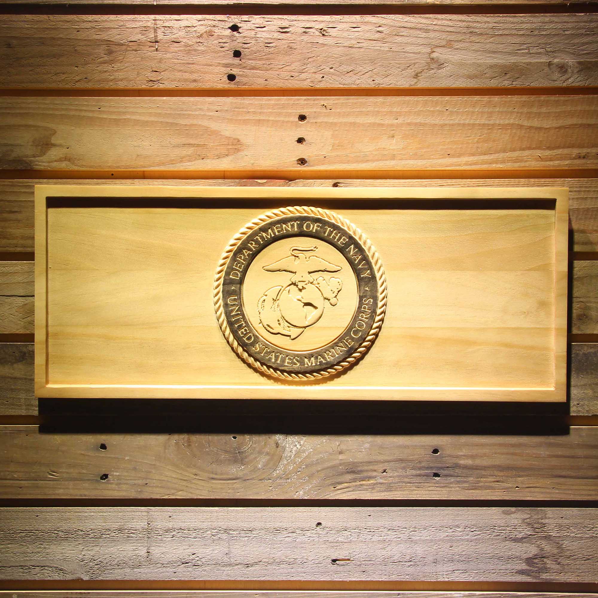US Marine Corps Badge 3D Wooden Engrave Sign