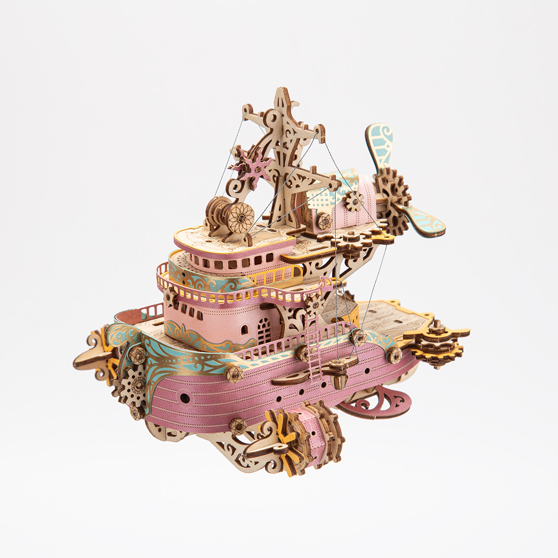 Steampunk Wooden Flyship DIY 3D Flyship Puzzle Model Exquisite Gift (Kit Version)