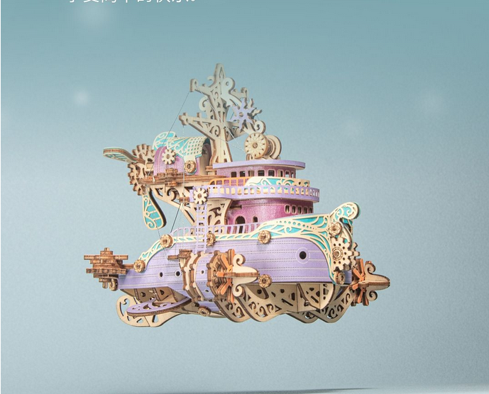Steampunk Wooden Flyship DIY 3D Flyship Puzzle Model Exquisite Gift (Kit Version)