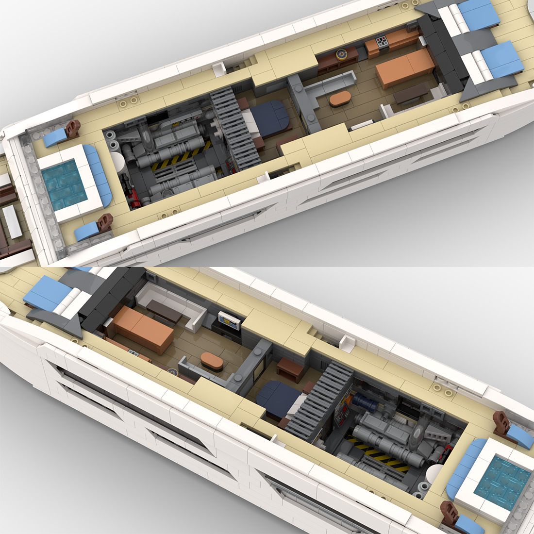 1/80 Scale Luxury Yacht DIY Building Set, ABS Model Kit with Detailed Interior, Display & Collectible Gift (2977PCS)