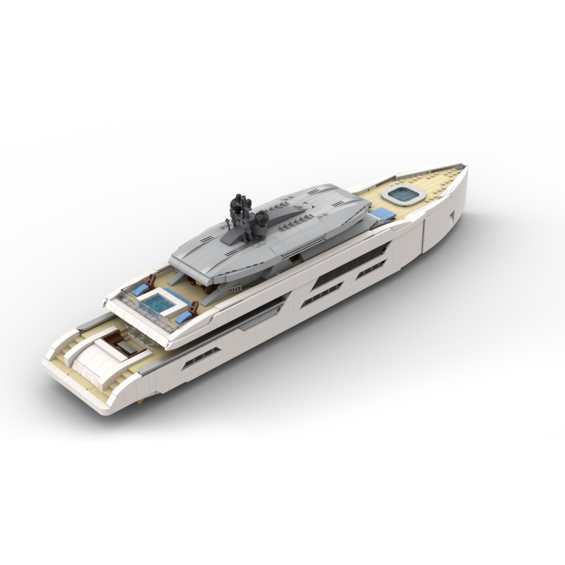 1/80 Scale Luxury Yacht DIY Building Set, ABS Model Kit with Detailed Interior, Display & Collectible Gift (2977PCS)