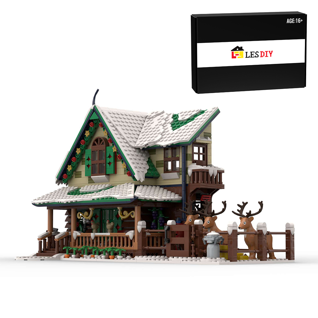 MOC-183213 Reindeer Ranch Christmas Snow Scene Assembly Building Blocks Set (1973PCS)