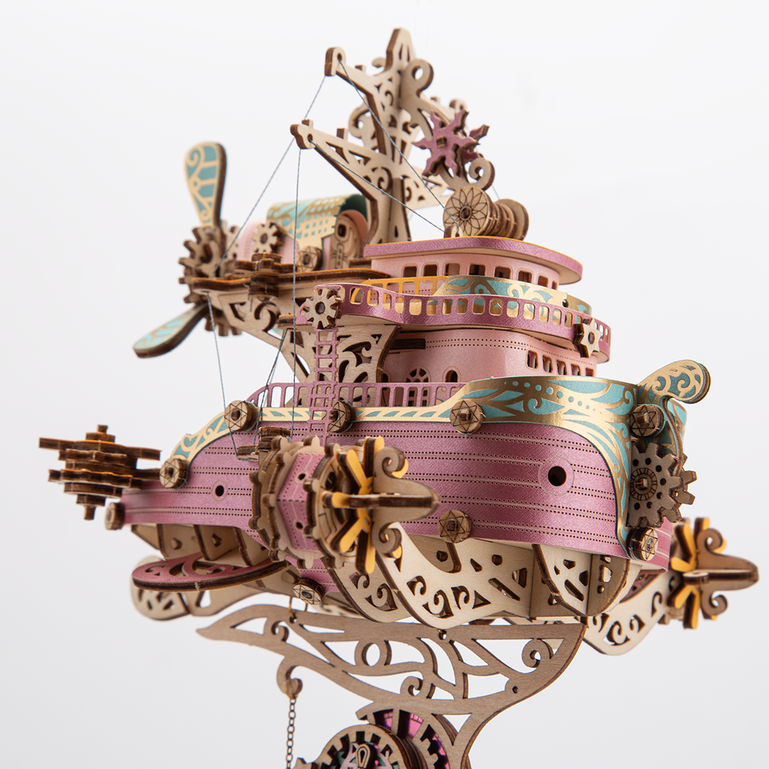 Steampunk Wooden Flyship DIY 3D Flyship Puzzle Model Exquisite Gift (Kit Version)