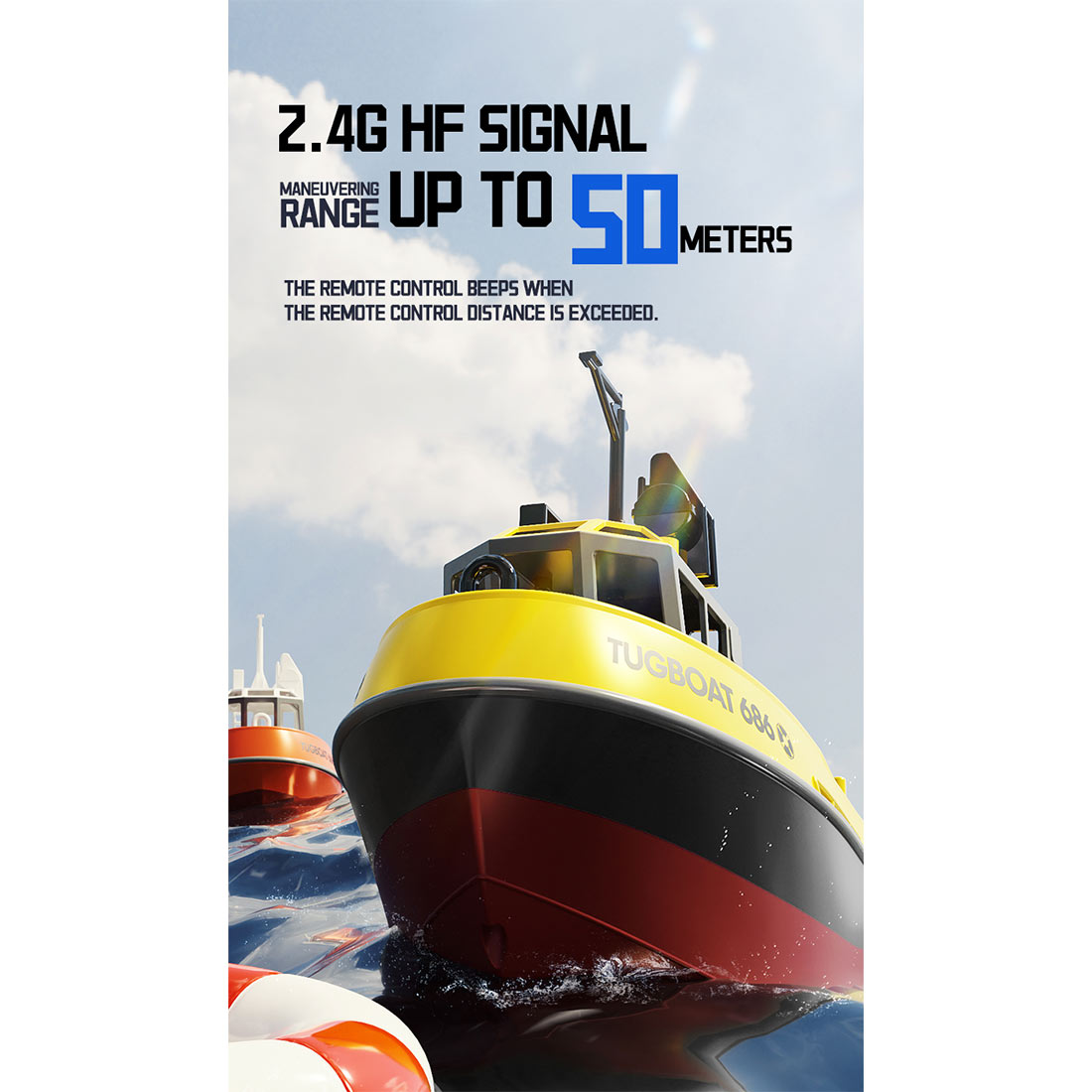 1/72 2.4Ghz RC Electric Tugboat Model (RTR Version/Yellow)