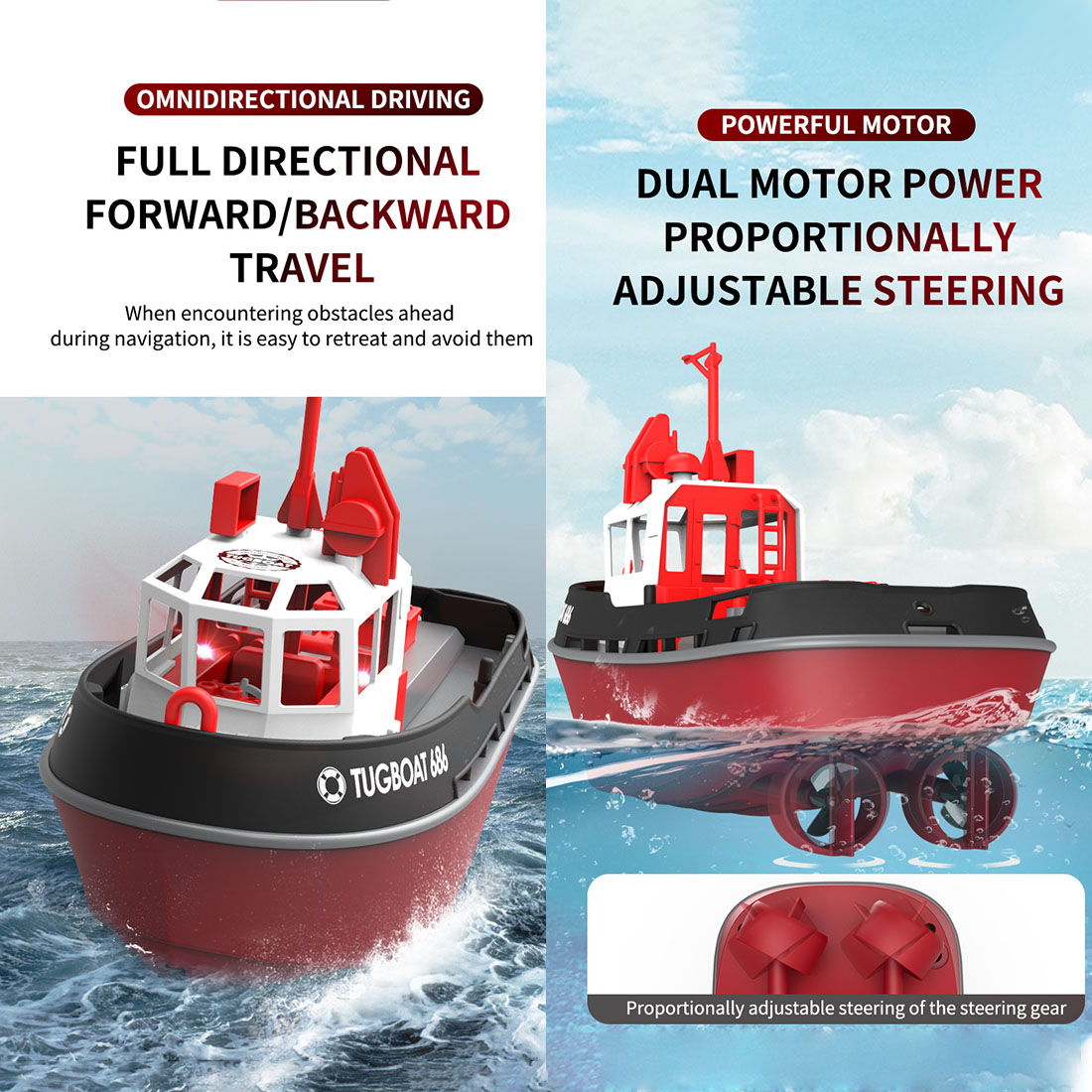 1/72 2.4Ghz RC Electric Tugboat Model (RTR Version/Yellow)