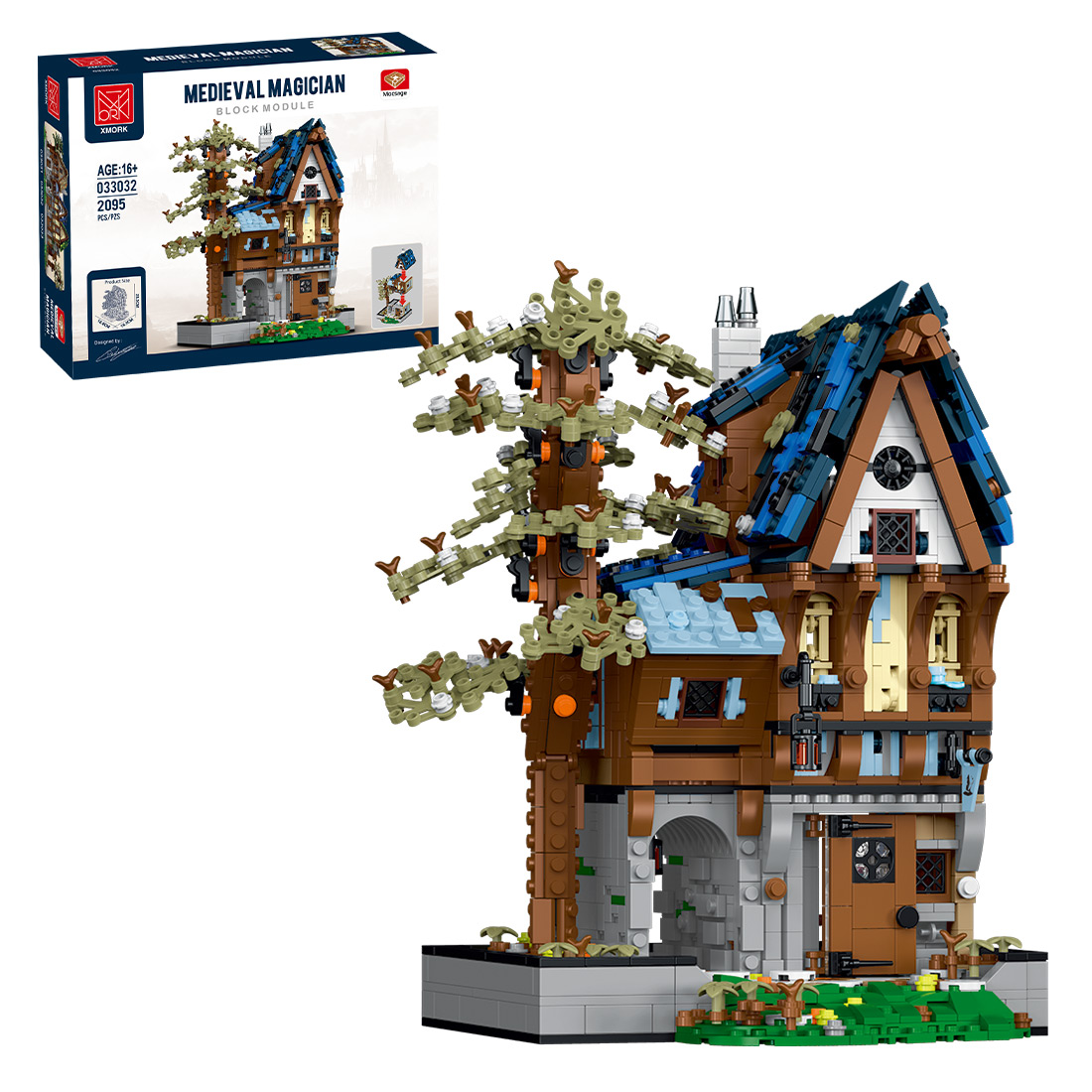 Mocsage Medieval Modular Stree MEDIEVAL MAGICIAN with Lights Building Blocks Set (2095PCS)