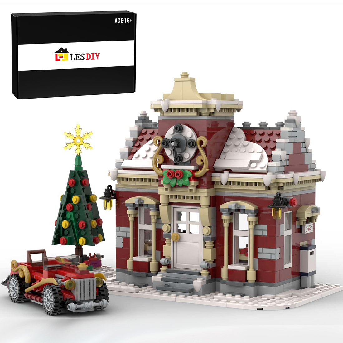 983Pcs MOC-84431 Little Winter Town Hall Model Bricks Kit Building Blocks Set (Authorized and Designed by Little_Thomas)