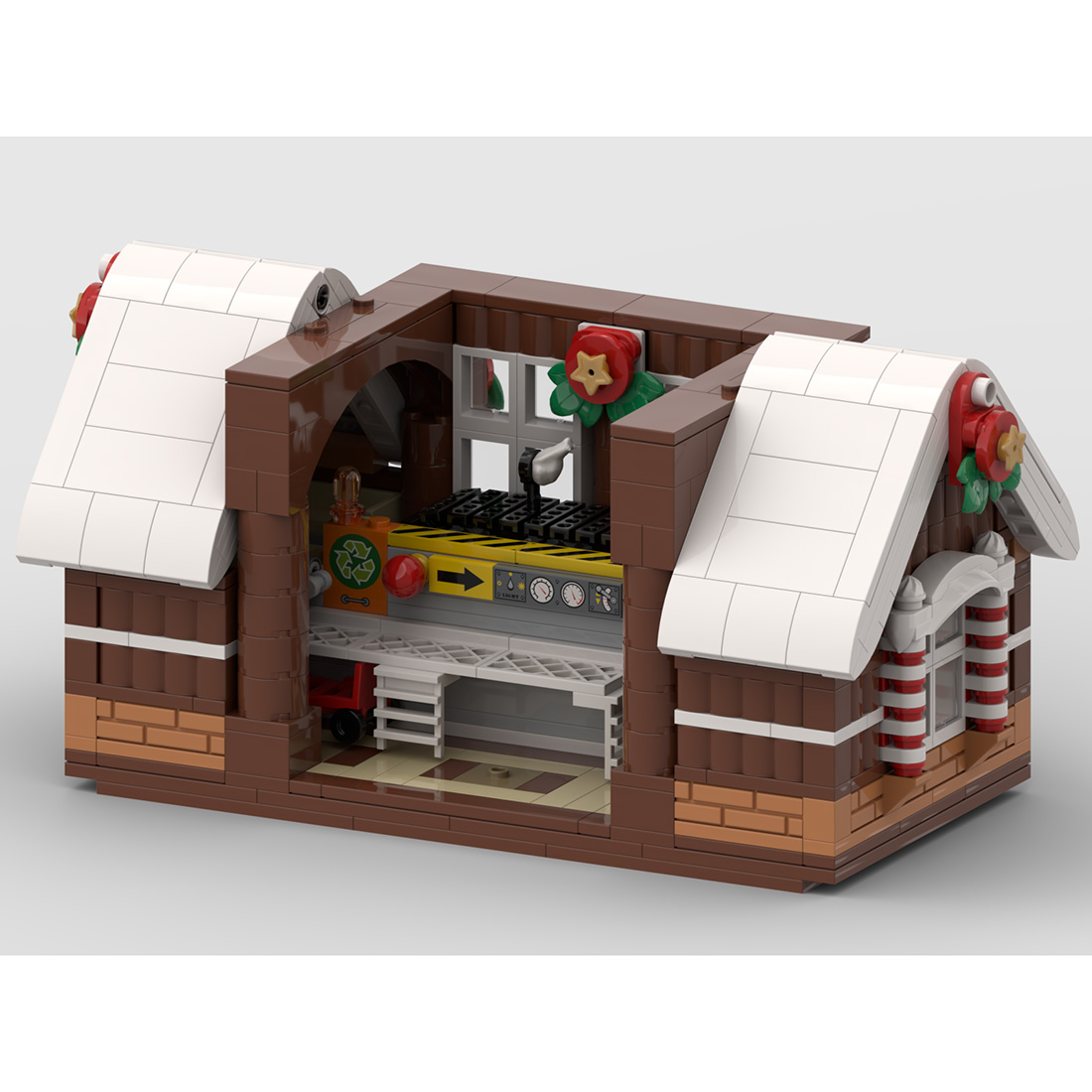 Christmas Snow Gingerbread House Model Building Blocks MOC Set Toys (2039PCS)