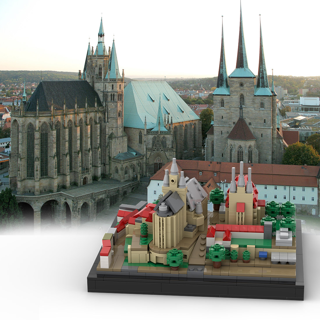 MOC-153457 Erfurt Cathedral Germany Street Scene Building Blocks Set (894PCS)