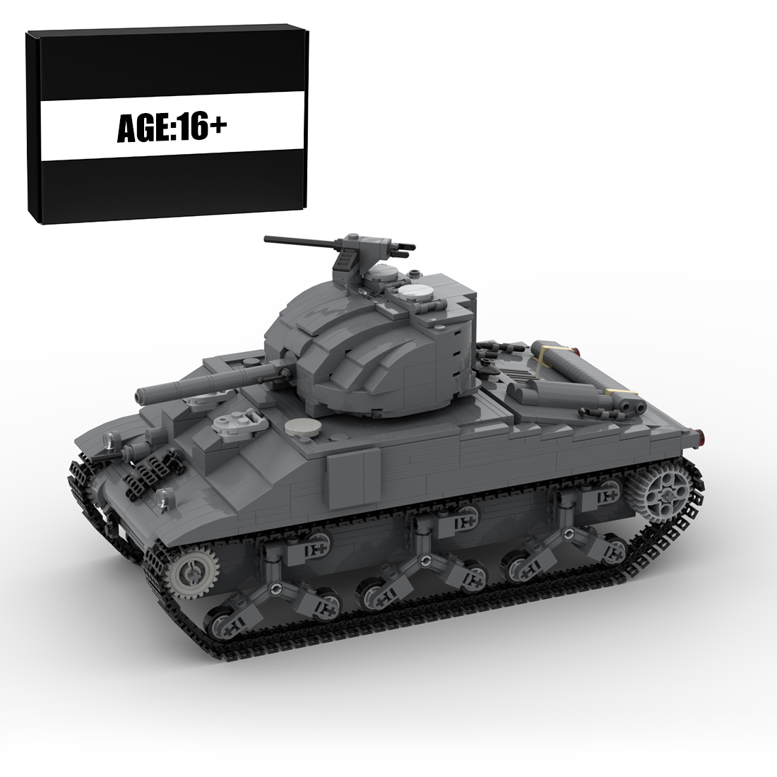 MOC-154688 1/30 Scale M4-A2 Sherman Main Battle Tank Military Building Blocks Set（1136PCS）
