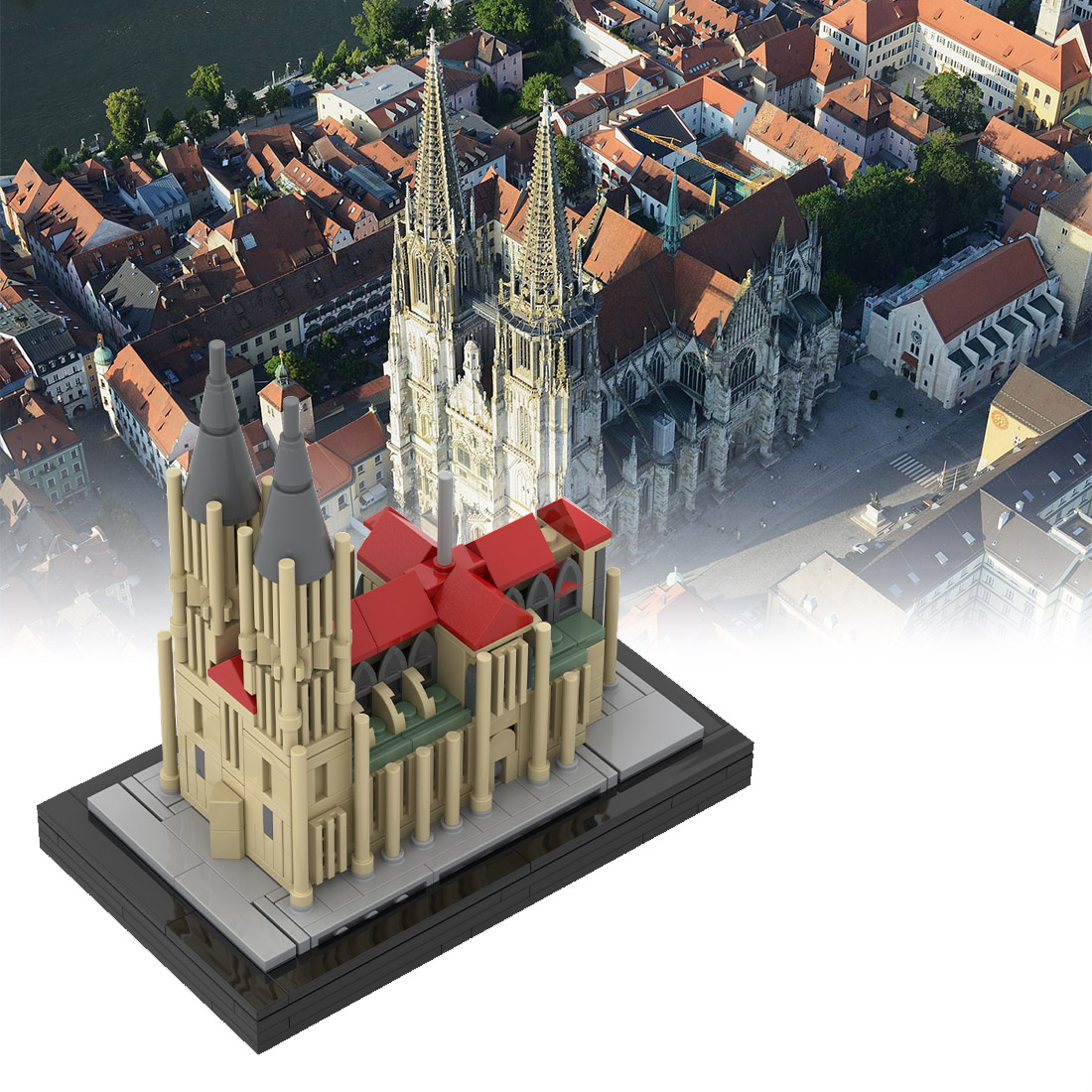 MOC-166719 St. Peter Cathedral Regensburg Germany Street Scene Building Blocks Set (409PCS)