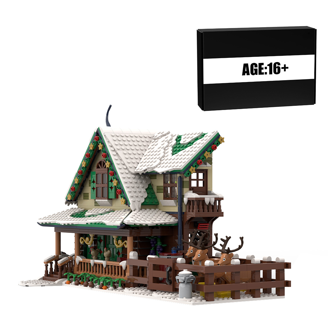 MOC-183213 Reindeer Ranch Christmas Snow Scene Assembly Building Blocks Set (1973PCS)