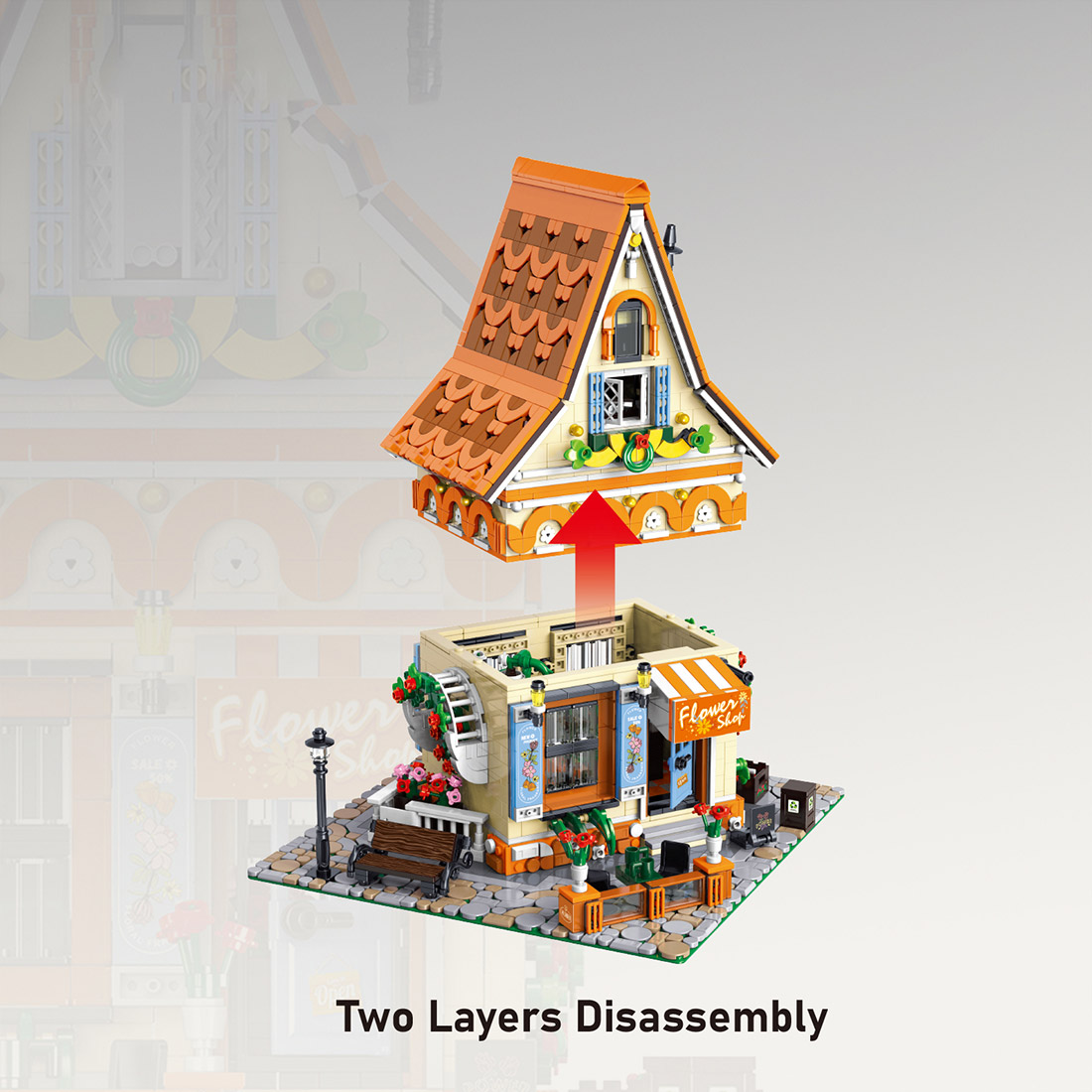 Magic Flower Workshop Street Scene Assembly Toy Building Blocks Set (2445PCS)