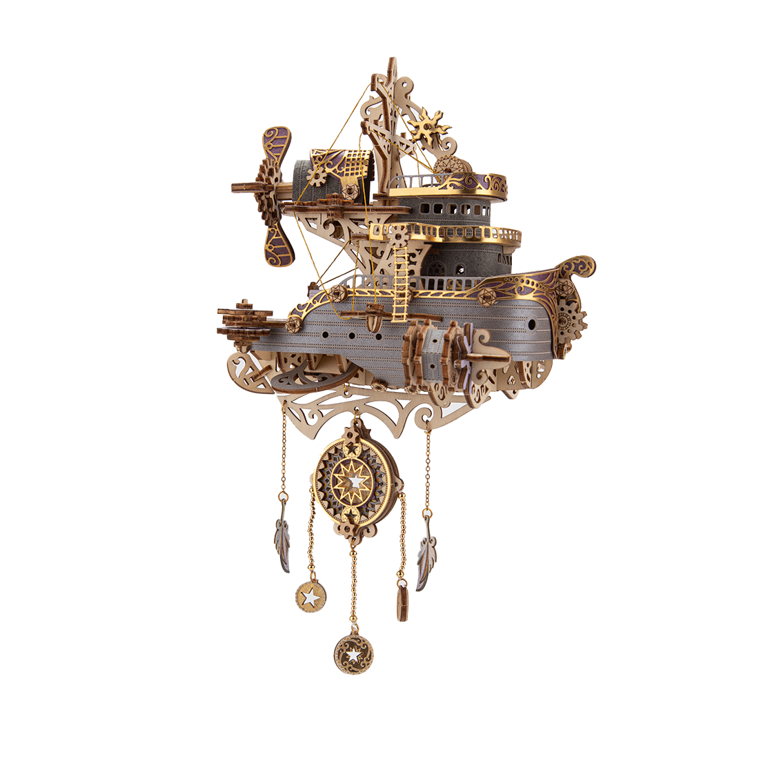 Steampunk Wooden Flyship DIY 3D Flyship Puzzle Model Exquisite Gift (Kit Version)