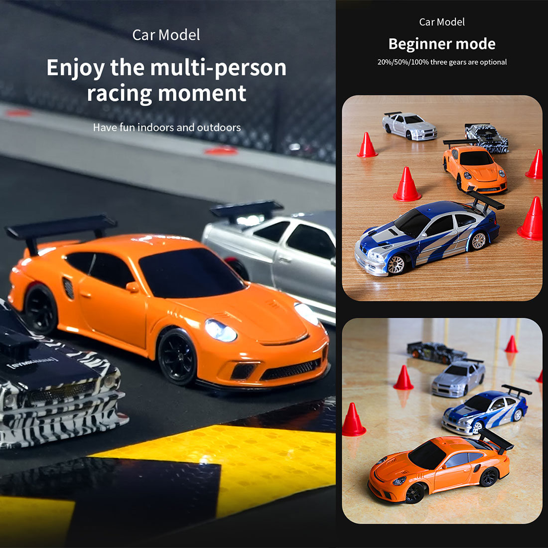 1/43 Scale 2.4G Full Proportional RC Electric Mini Racing Drift Car Model with Lights Kit 
