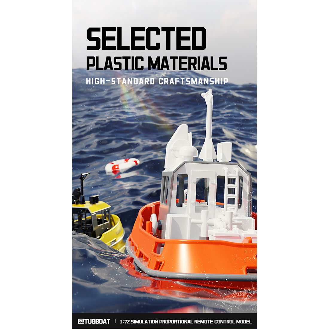 1/72 2.4Ghz RC Electric Tugboat Model (RTR Version/Yellow)