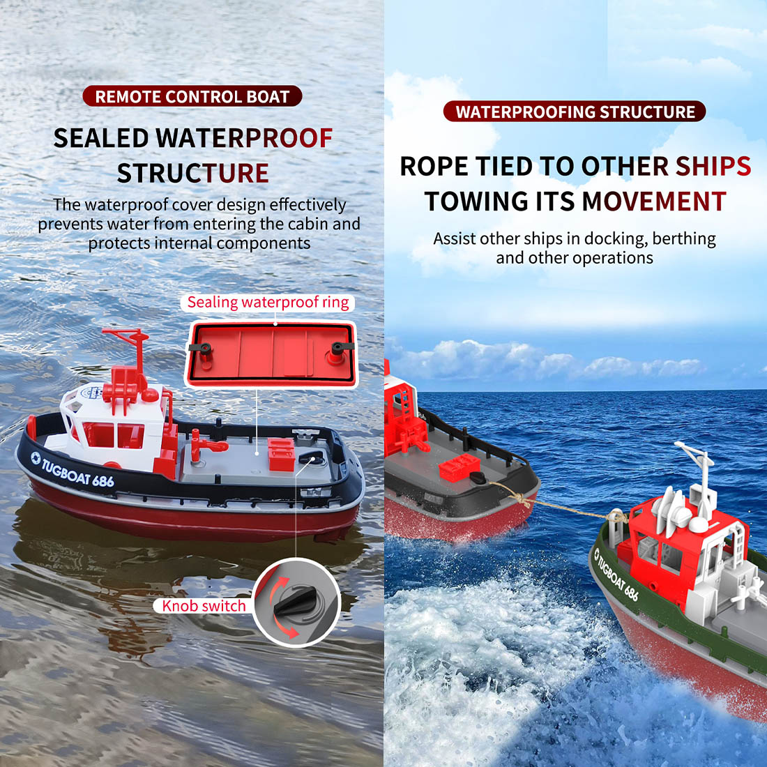 1/72 2.4Ghz RC Electric Tugboat Model (RTR Version/Yellow)