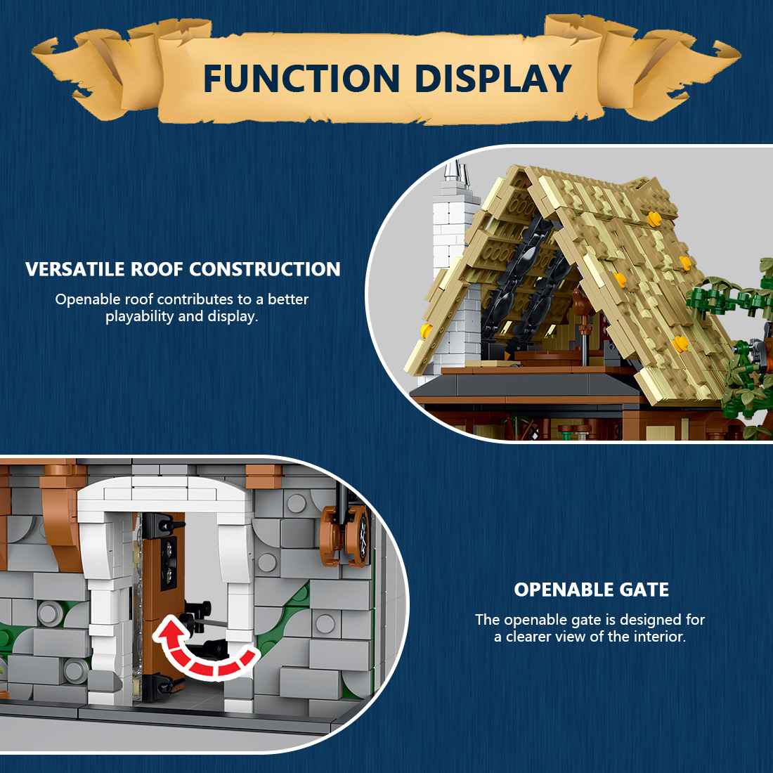 Mocsage Medieval Modular Stree MEDIEVAL BLACKSMITH with Lights Building Blocks Set (1991PCS)