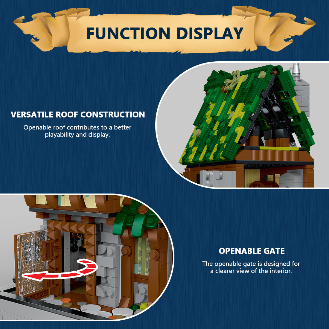 Mocsage Medieval Modular Stree MEDIEVAL TAVERN with Lights Building Blocks Set (1872PCS)