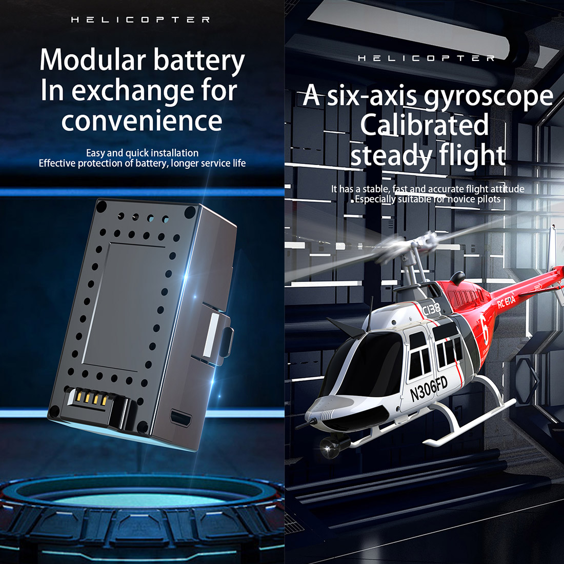 RC ERA C138 1/33 Scale 206 Helicopter 2.4G 6CH No Aileron Helicopter with Altitude Hold (RTF Version)