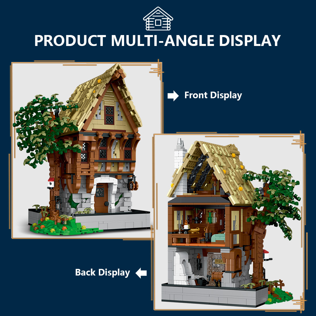 Mocsage Medieval Modular Stree MEDIEVAL BLACKSMITH with Lights Building Blocks Set (1991PCS)