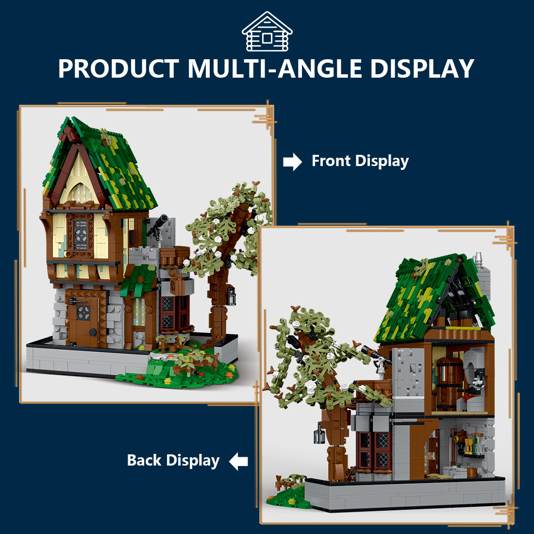 Mocsage Medieval Modular Stree MEDIEVAL TAVERN with Lights Building Blocks Set (1872PCS)