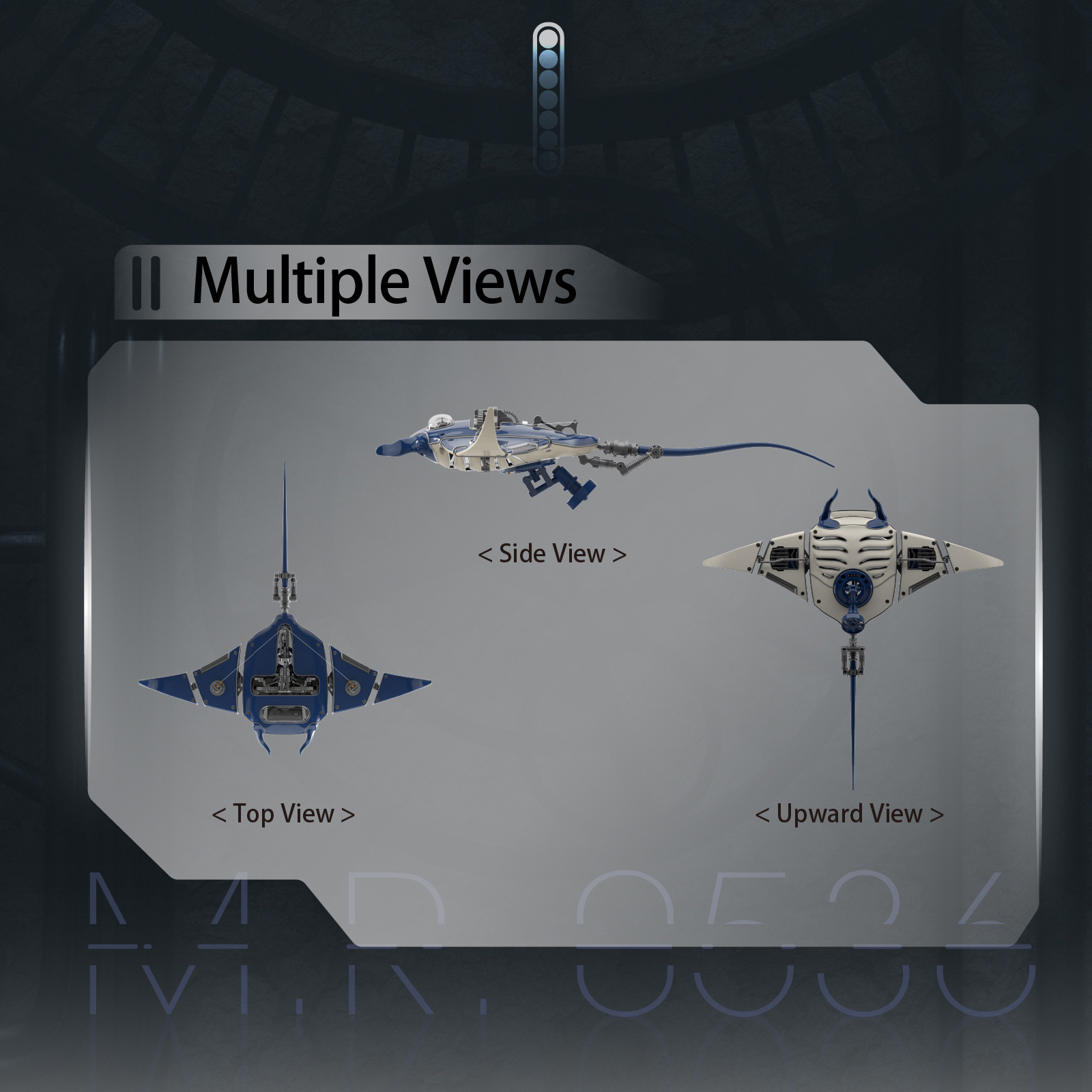  3D Devilray Mechanical Marine Biological Metal Assembly Model with Lights (Dynamic Version/200+PCS)