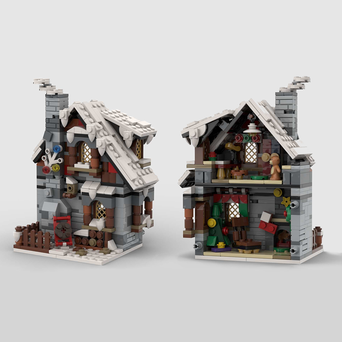 2340 PCS Three Little Winter Houses Bricks Model MOC-58700& MOC-79497 Building Block Set Toys (Licensed and Designed by little_Thomas)