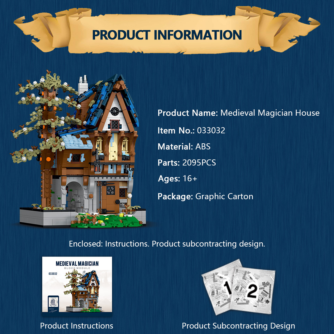 Mocsage Medieval Modular Stree MEDIEVAL MAGICIAN with Lights Building Blocks Set (2095PCS)