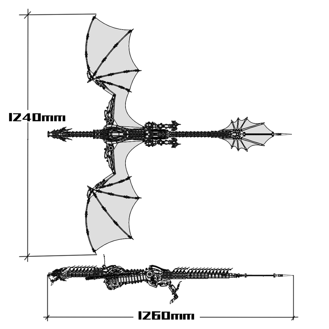 3D Metal Bloodthirsty Aurora Dragon Assembly Model Kit (3000+PCS)