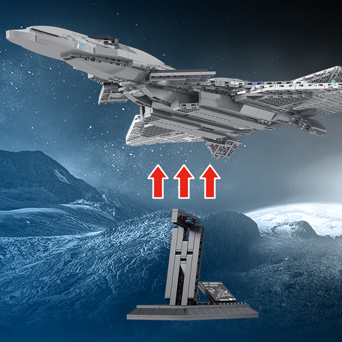 Sky Fighter Assembly MOC Model Building Blocks Set Creative Ornament (1226PCS)