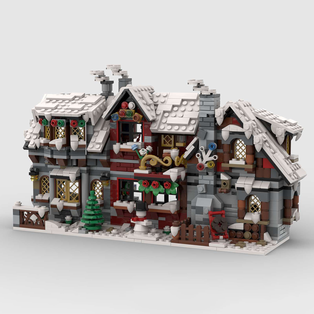 2340 PCS Three Little Winter Houses Bricks Model MOC-58700& MOC-79497 Building Block Set Toys (Licensed and Designed by little_Thomas)