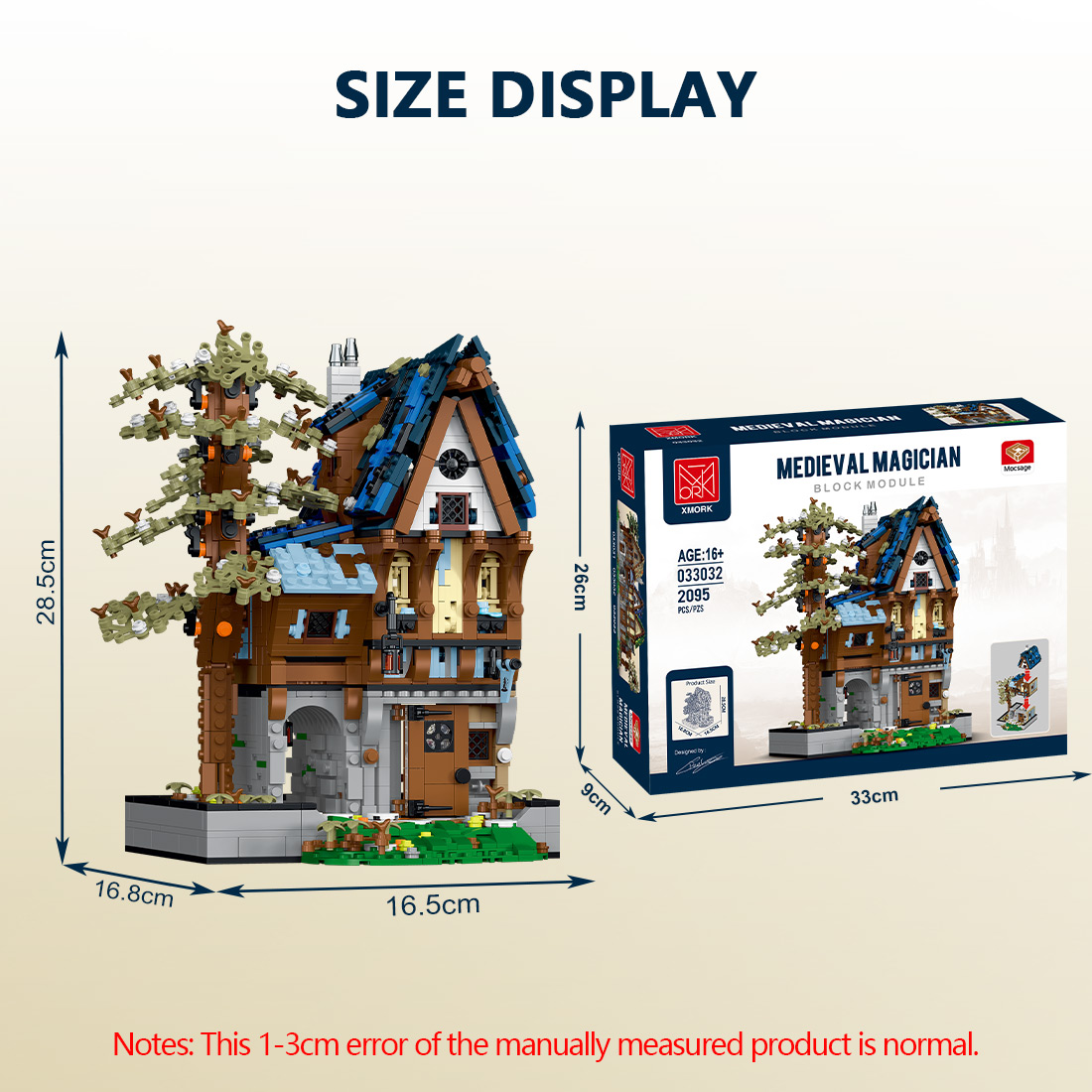 Mocsage Medieval Modular Stree MEDIEVAL MAGICIAN with Lights Building Blocks Set (2095PCS)