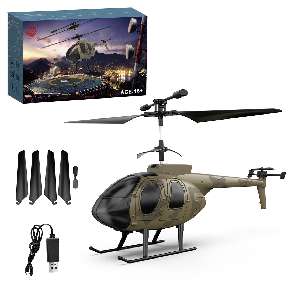MD500 2.4G RC 4CH 6-axis Gyroscope Simulation Helicopter Model (RTF Version/Green)