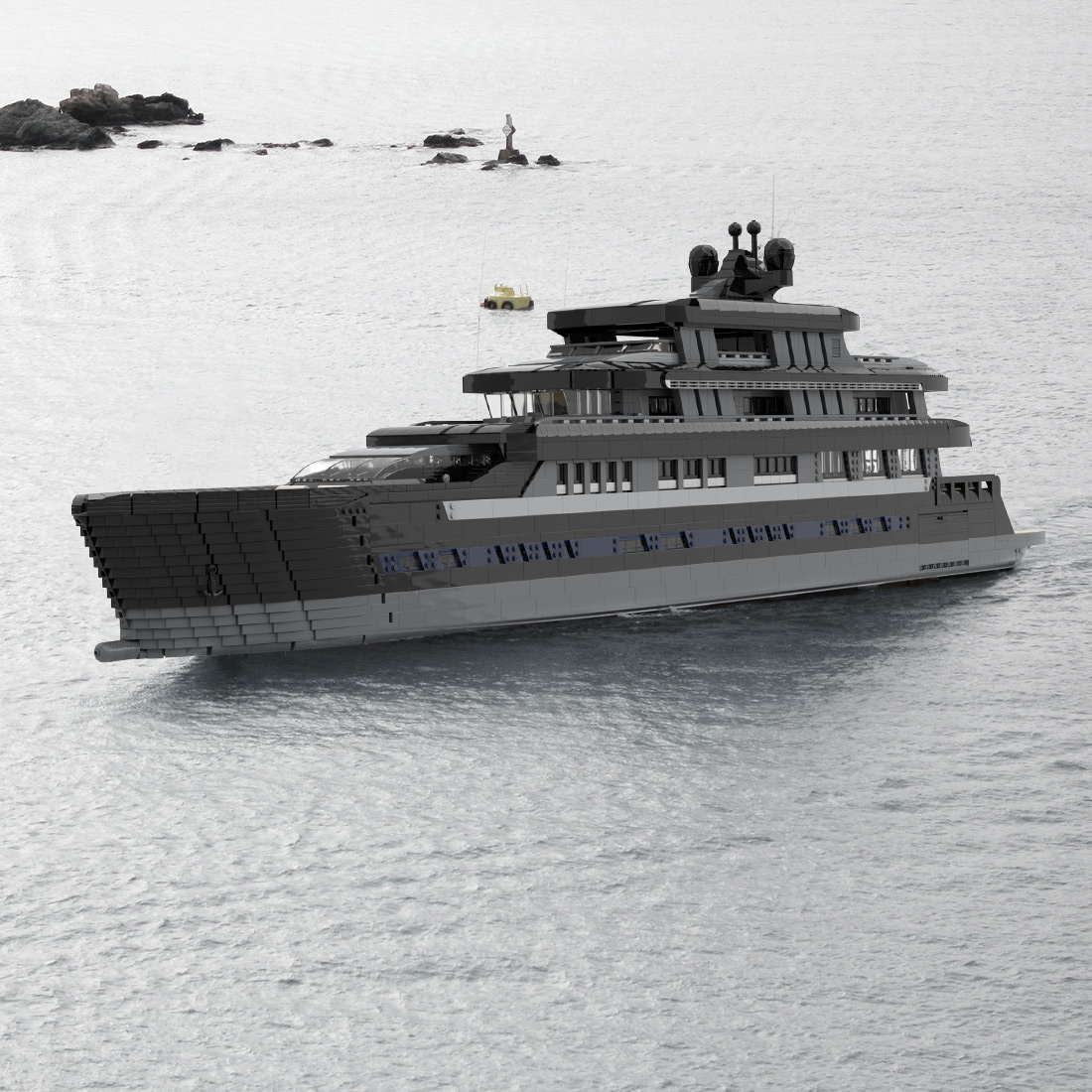 Grand 16,185-Piece Luxury Superyacht Building Blocks Set (MOC-157340) - Modular Design with Ultra-Detailed 4-Deck Interior