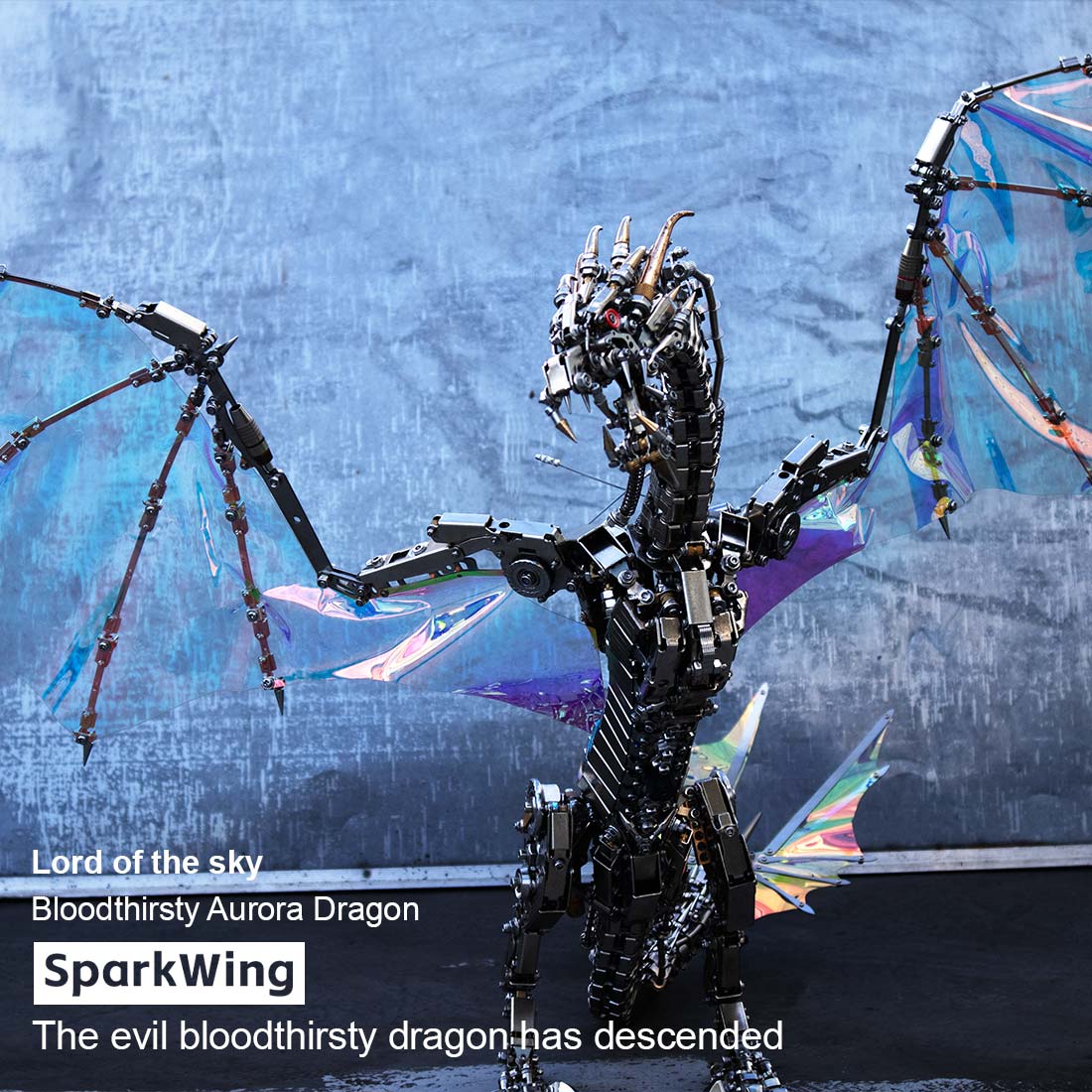 3D Metal Bloodthirsty Aurora Dragon Assembly Model Kit (3000+PCS)