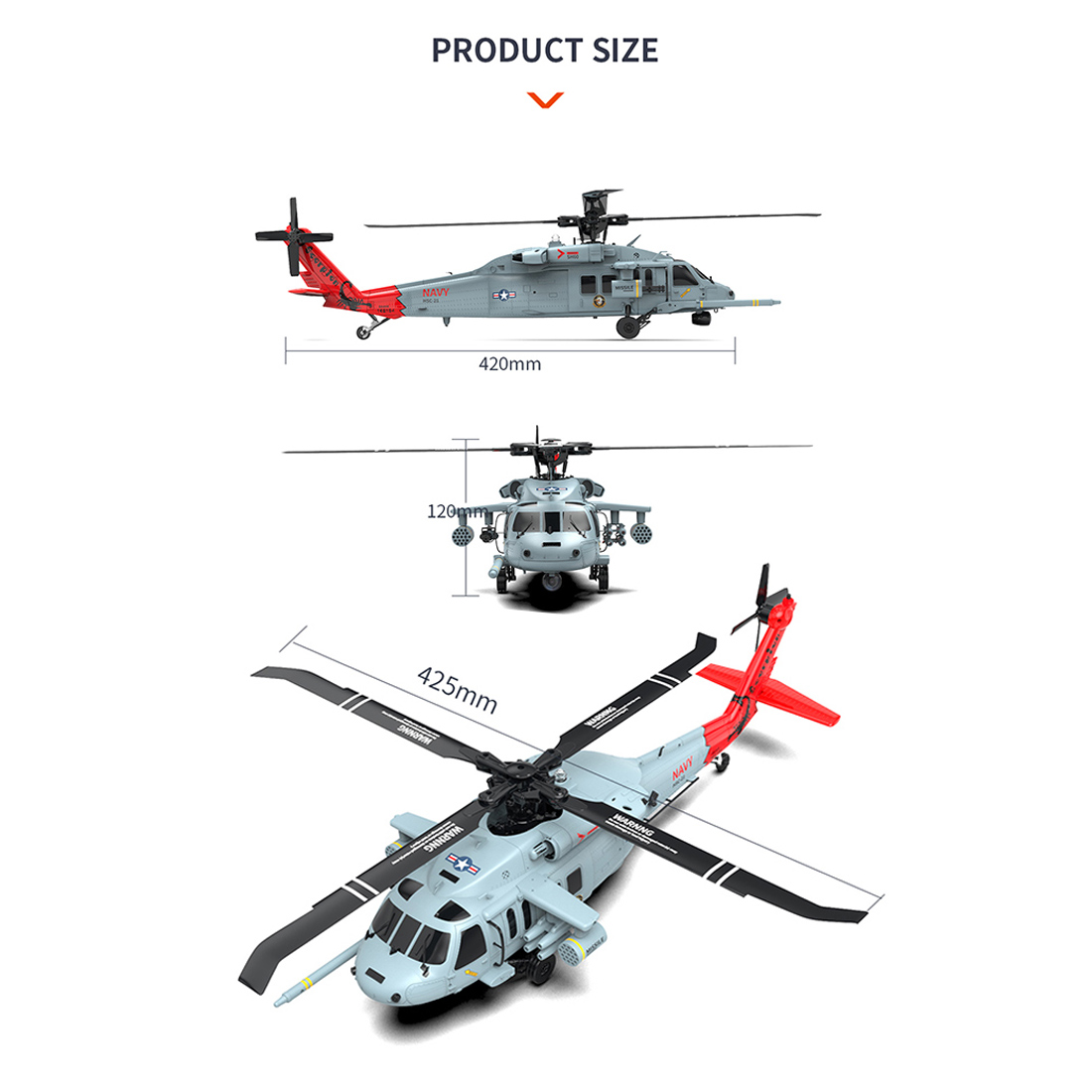 YU XIANG F09-H SH60 Seahawk 8CH RC Helicopter 1/47 Scale 2.4G Dual Brushless DD 6G/3D Stunt Copter Model (Include FC&GPS/RTF Version)