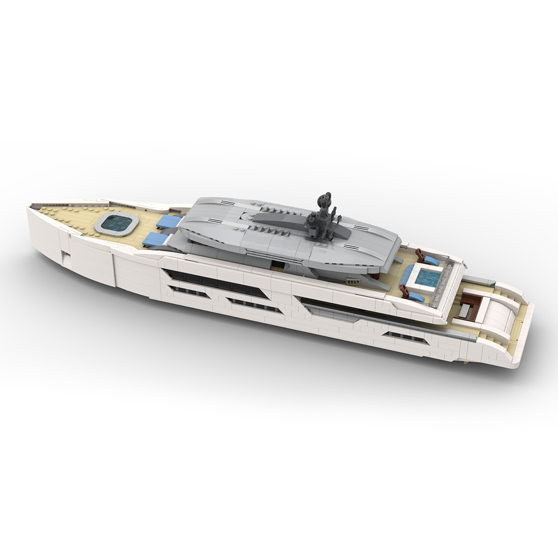 1/80 Scale Luxury Yacht DIY Building Set, ABS Model Kit with Detailed Interior, Display & Collectible Gift (2977PCS)