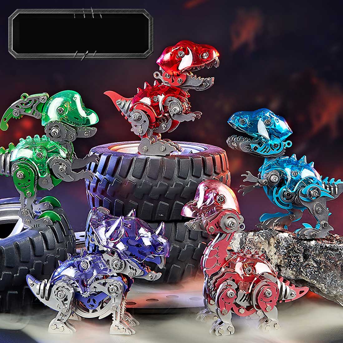 DIY Mechanical Dinosaur Q Version Metal Assembly Dinosaur Model (Kit Version/126PCS/Red)