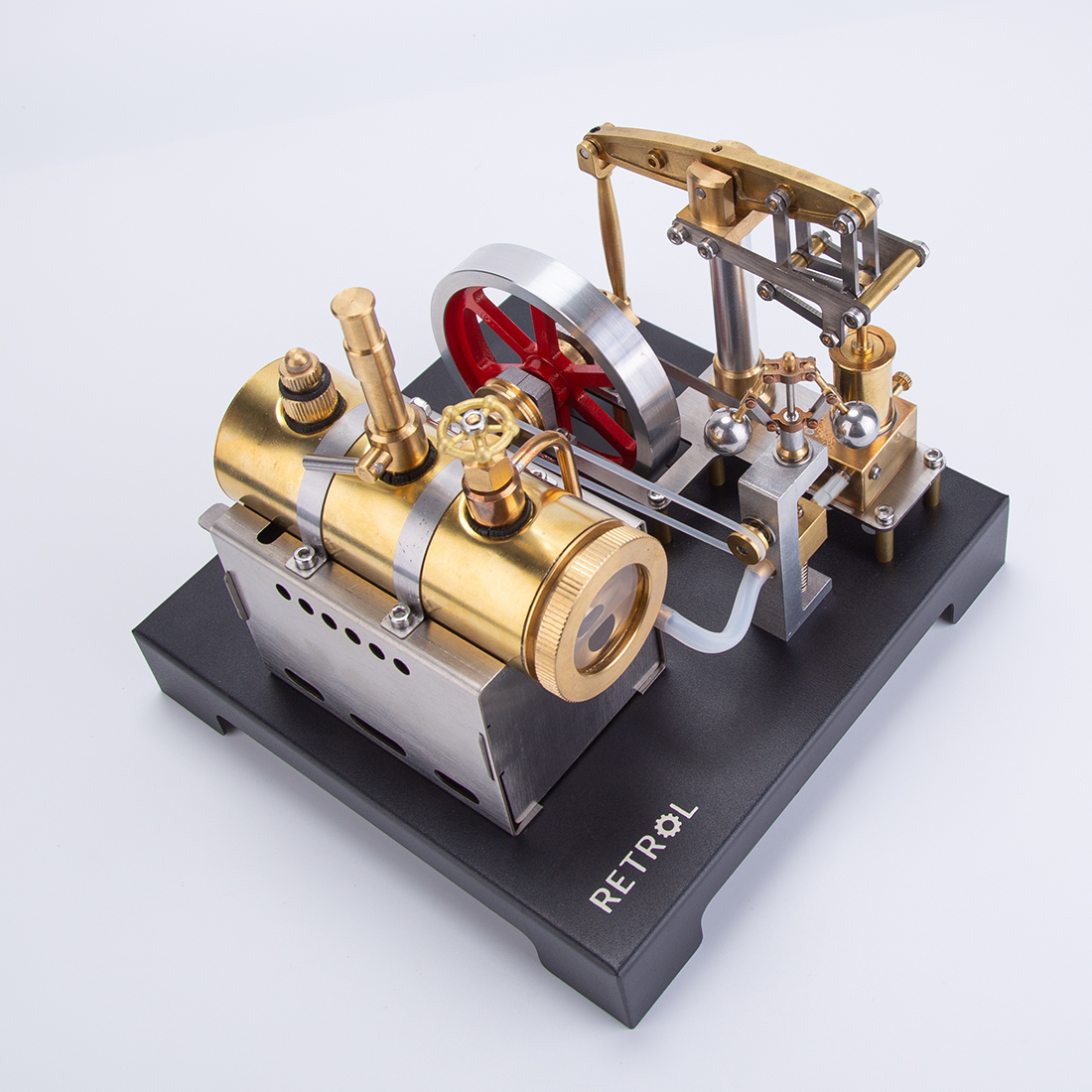 RETROL SE-01 Full Metal Stationary Beam Steam Engine Model and Horizontal Boiler Kit (84PCS)