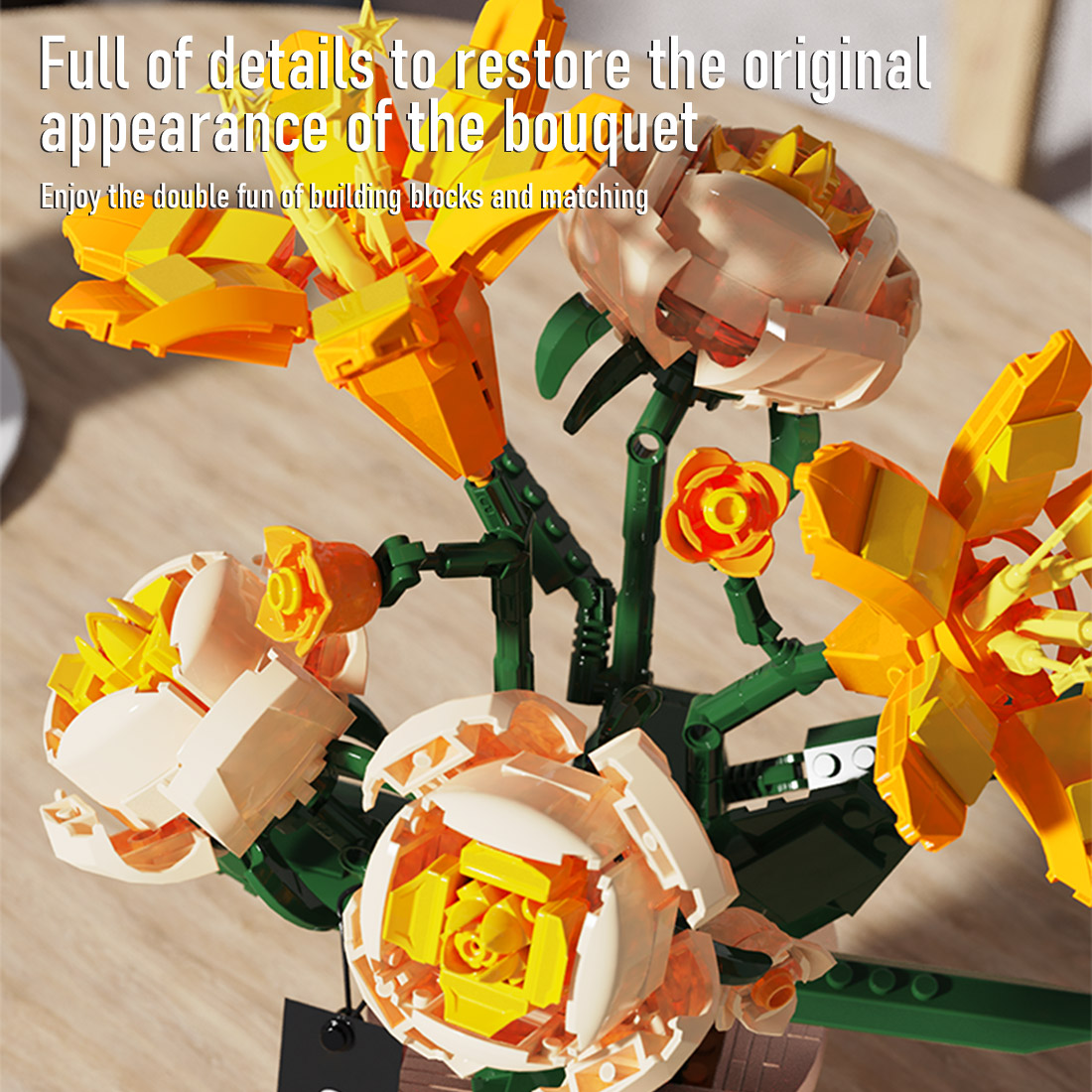 Botanical Garden Assembly Toy with Lights Small Particles Building Blocks Set (827PCS)