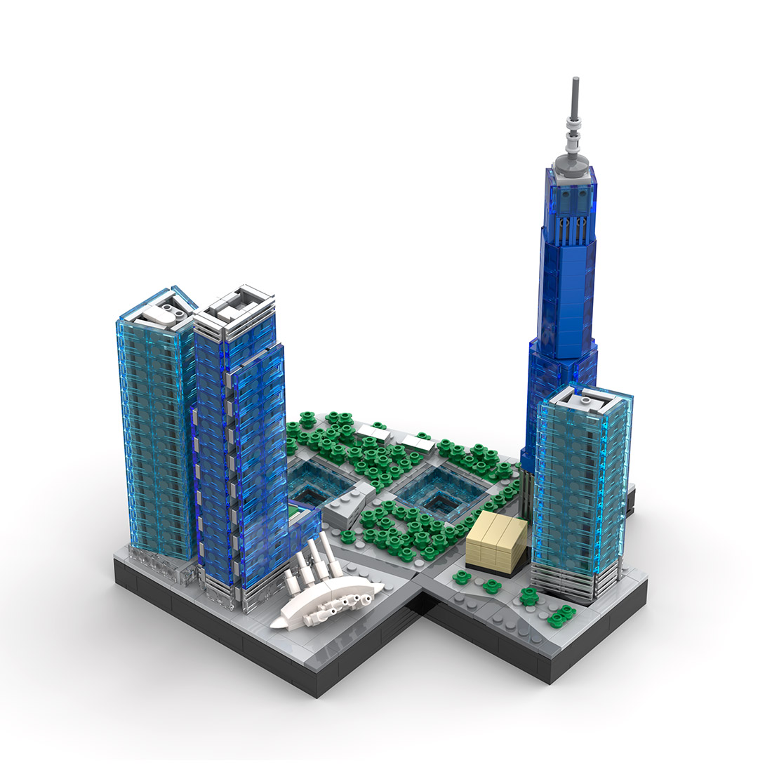 1/2000 Scale The New World Trade Center MOC Model DIY Assembly Building Blocks Set (1593PCS)